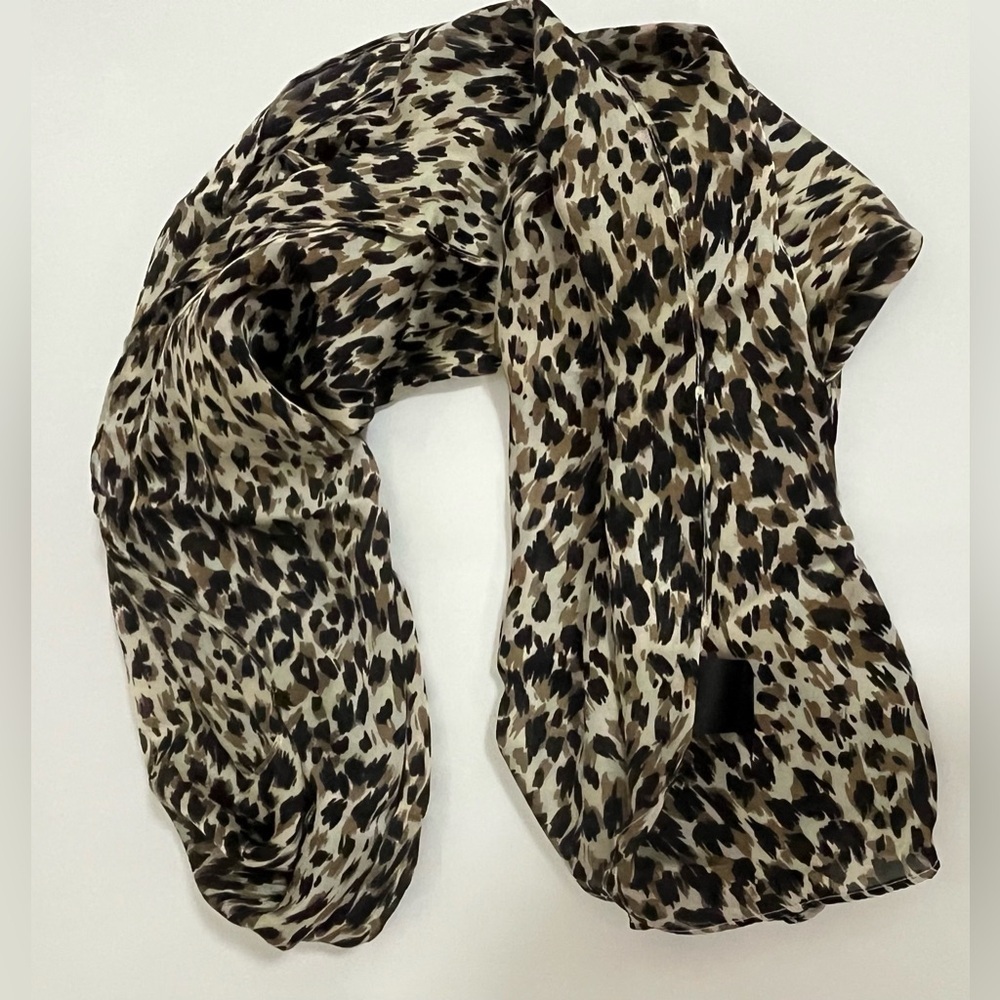 Leopard Print Long Scarf 74” Animal Print Lightweight Fashion Scarf - Picture 4 of 7